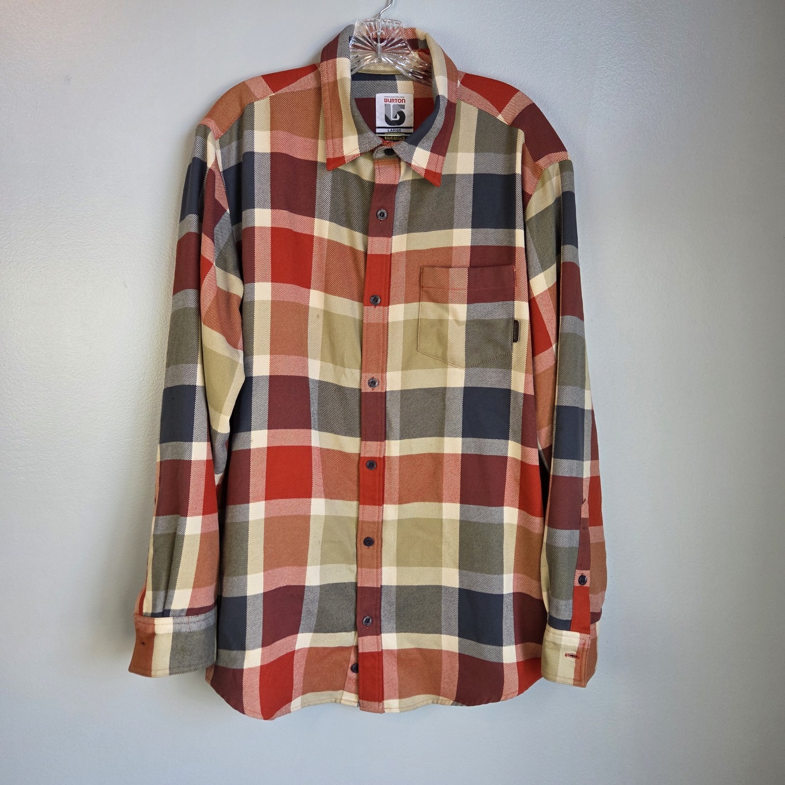 Burton Dryride Mens Flannel Button Shirt Colombo Plaid Large