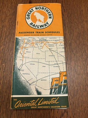 #ad #ad 1948 Great Northern Railway Empire Builder Passenger Train Schedule Brochure B4 $49.99