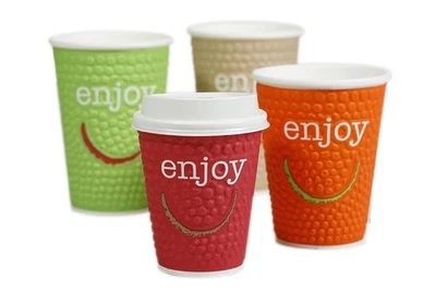 Huhtamaki Enjoy Double Wall Disposable Hot Cups 340ml/12 oz Pack of 40 with Lids