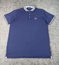 Greyson Golf Polo Shirt Mens Large Navy Blue Pima Cotton Performance Stretch