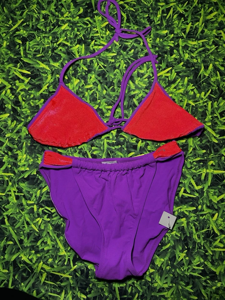 Nuevo con etiquetas Traje de baño Bikini Jag Colorblock Vintage Años 80/90 Talla 12 M Top reversible Leer Foto 3 de 4