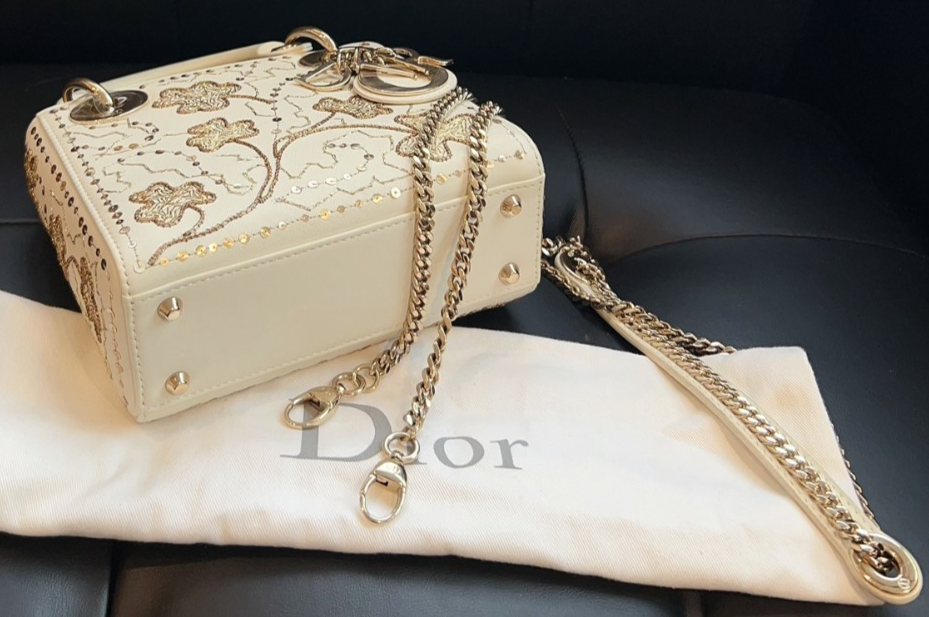 Christian Dior Lady Embroidery Limited Edition Top Handle Bag