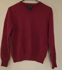 Tahari Pure Luxe 100 Cashmere Pullover Sweater XL Red Crewneck