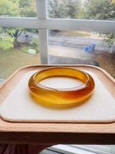 Premium 54.8mm Natural Agate Bangle   Vibrant Orange-Red, highly Translucent