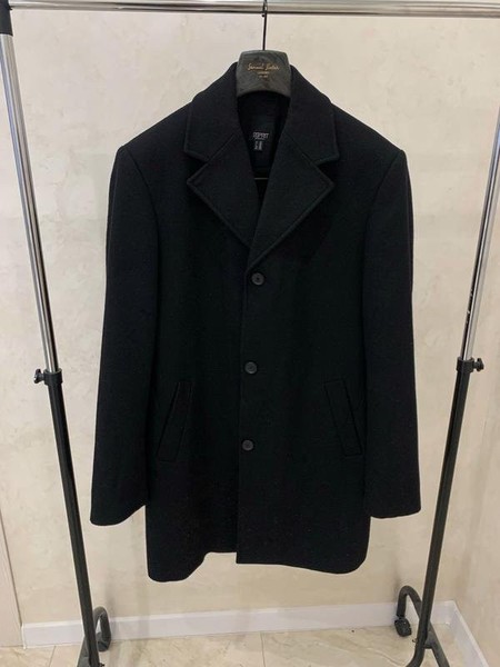 Men Esprit Coat Black Wool Cashmere XL