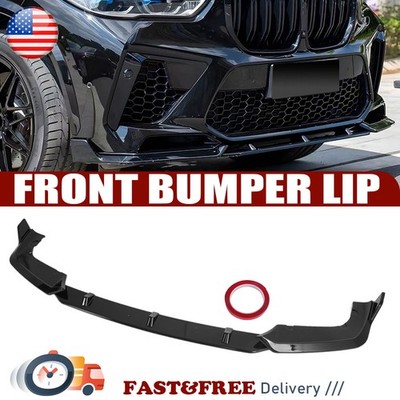 For 2020-2023 BMW F95 X5M Pre-LCI R Style Gloss Black Front Bumper Lips Splitter