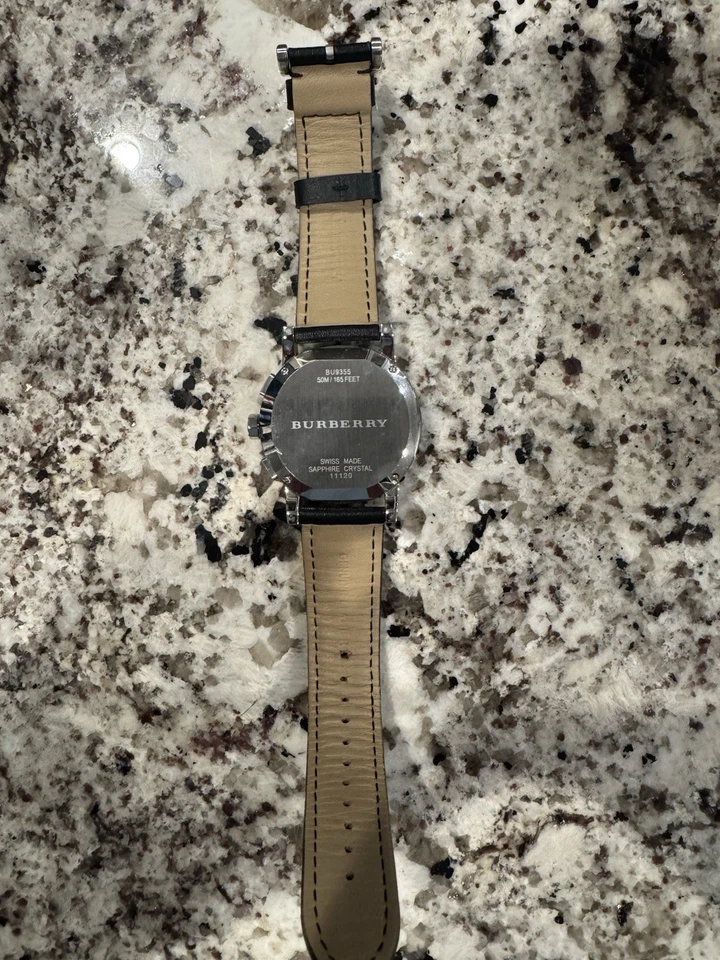 Authentic Burberry watch women - Black Leather Band - With Box And Manual - Image 3 of 4