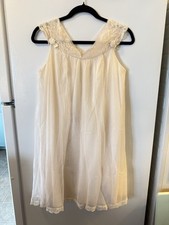 Vintage 1960  s Baby Doll Lingerie Nightgown Pale Pink Double Layer Nylon Lace