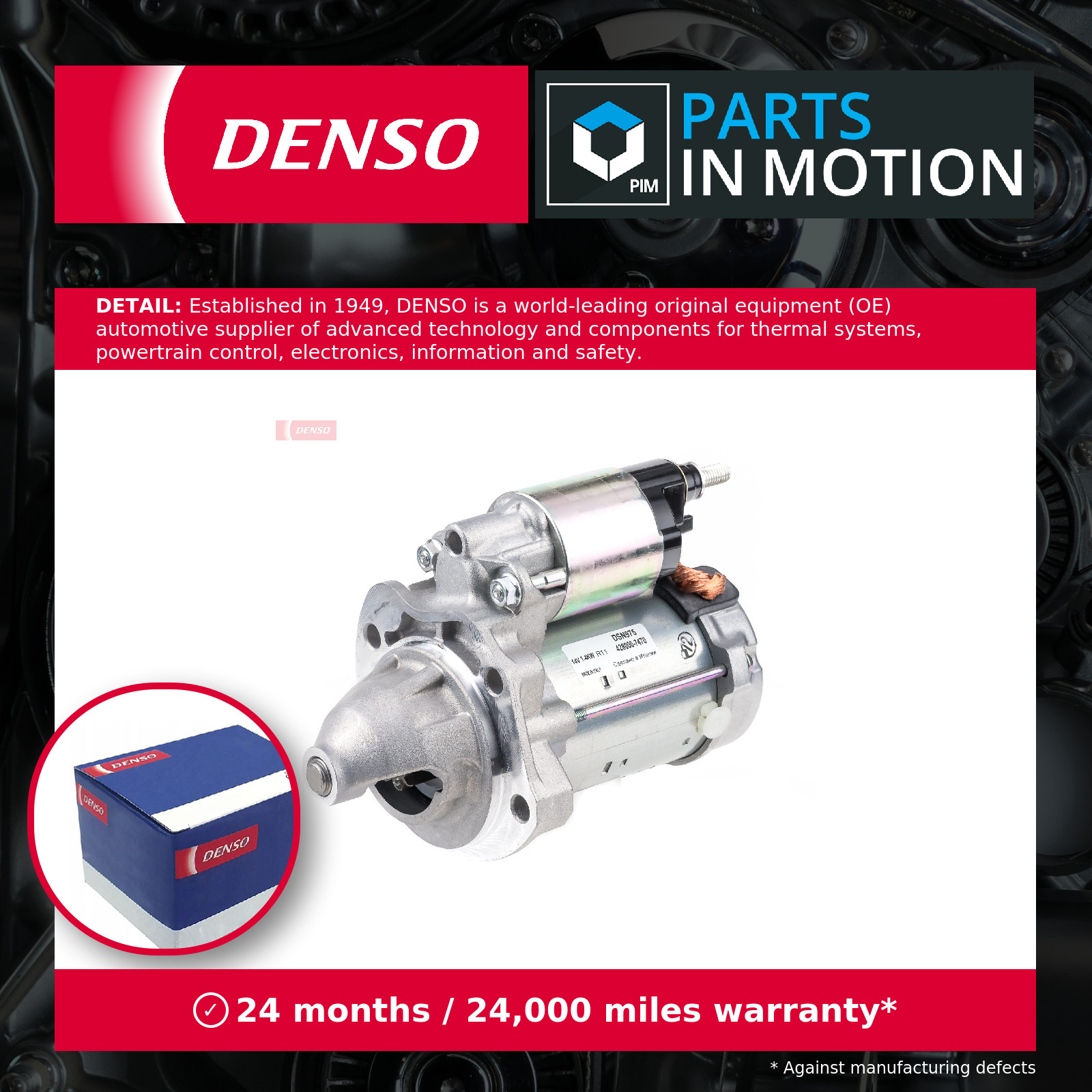 Starter Motor fits LANCIA YPSILON 312 9 2011 on Denso 51829380 51872564 51938439