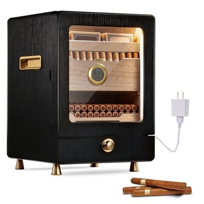 16L Table Top Electric Humidor with Lock 150 Counts Cigar Fridge Humidor Cabinet