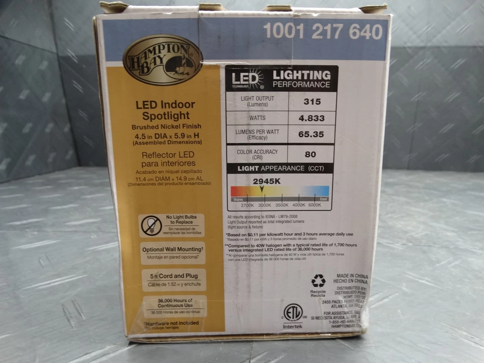 Lâmpada de mesa Hampton Bay 5,1 polegadas níquel escovado LED holofote 19274-002 - Imagem 3 de 4