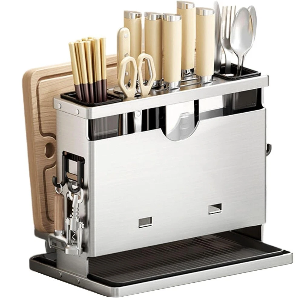 Suction Cup Kitchen Utensil Organizer Metal Holder with 3 Compartments