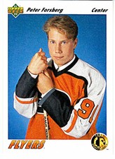1991-92 UPPER DECK #64 PETER FORSBERG (RC) Rookie Philadelphia Flyer Hockey Card