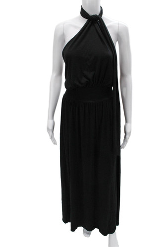 Rachel Pally Women Black Halter Maxi Dress Sleeveless Tie Full Length Size S