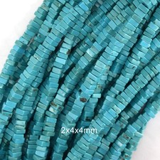 2x4x4mm blue turquoise square heishi disc beads gemstone 15" strand 4mm