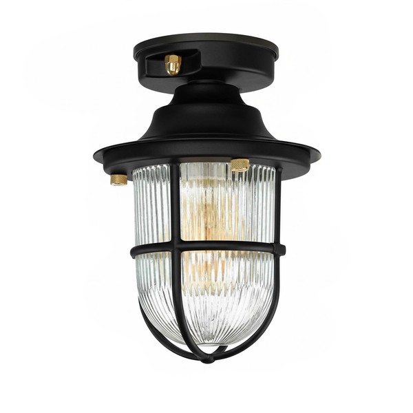 Deckenleuchte AußEn AußEnleuchte Echt-Messing Glas E27 IP54 Rund D: 16 Cm-image