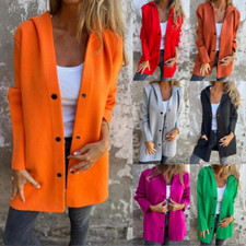 New Spring/Fall Women's Cotton Jacket Long sleeve Hooded Coats Mid Length Button