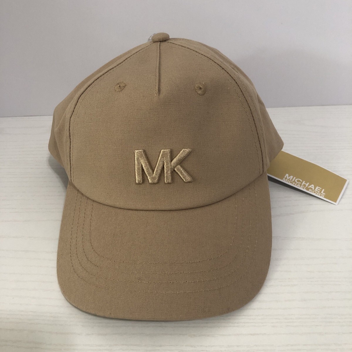 ☆Michael Kors MK ロゴベースボールキャップ/ BR☆ NWT MICHAEL KORS Baseball Hat MK Embroidered Logo Baseball