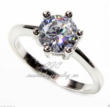 1 ct Classic Round Engagement Ring SOLID Sterling Silver Cubic Zirconia CZ SZ 6