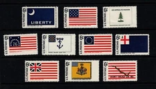 US HISTORIC FLAGS #1345 - 1354 Mint Never Hinged complete set of 10 Singles