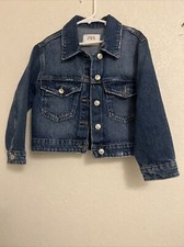 Zara Girls Light Wash Distressed Cm 122 Denim Silver Button Jean Jacket Size 7