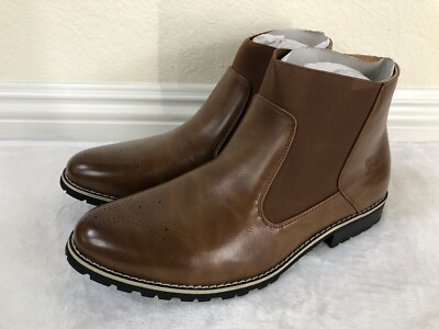 CAMEL CROWN Men's Chelsea Dress Ankle Boot Bussiness Chukka Boots brown SIZE10.5