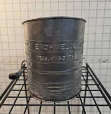 VTG Hand Held & Crank Bromwell's Metal 5 Cup Measuring Sifter Made In USA Rusty