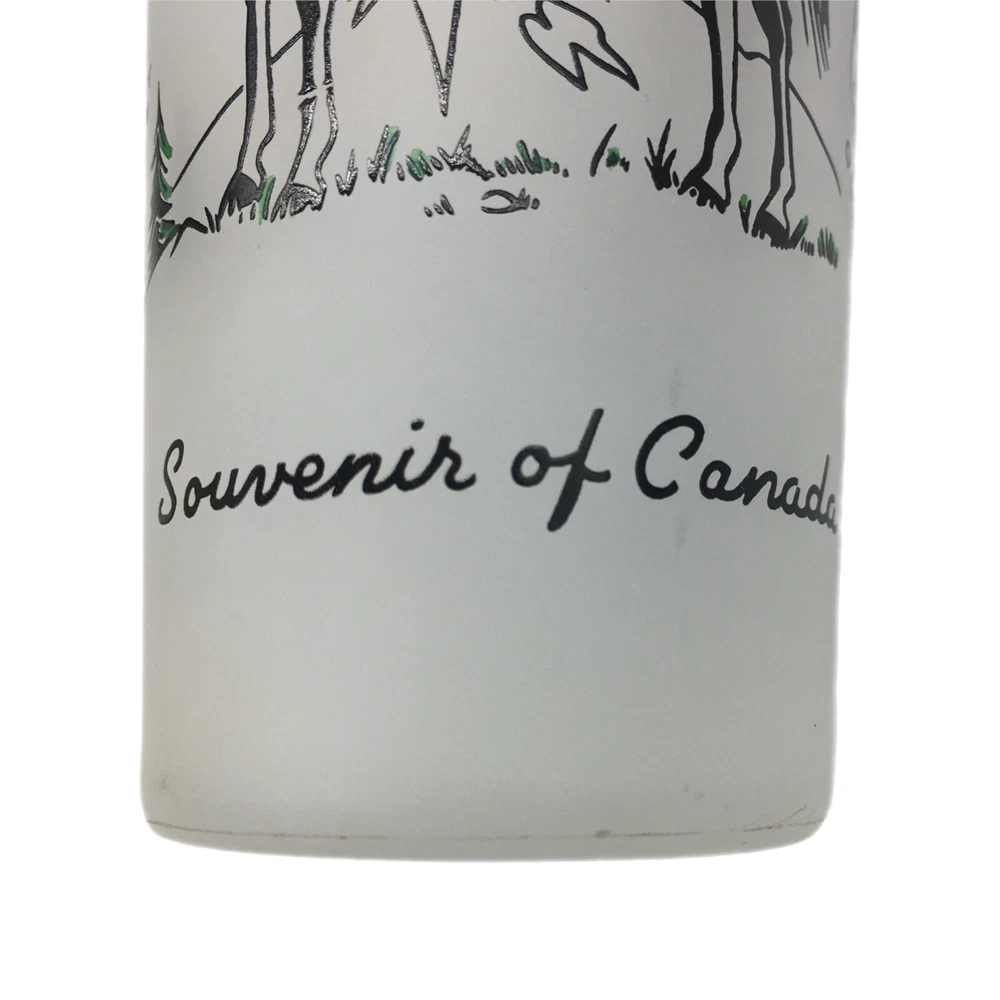 Tumbler Set 4 Canadian Royal Mounties Frosted Glass Souvenir of Canada Barware