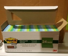 3M Post-it 30 Recycled Super Sticky Notes 3"X3" BORA BORA 24 Pads, 70 Sheets
