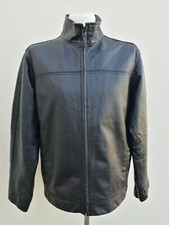Marks & Spencer Blue Harbour black leather zip Winter jacket Med 38-40" chest