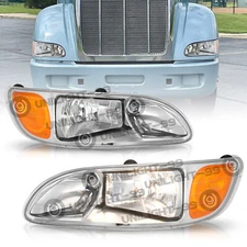 Headlights Headlamps Pair For Peterbilt 340 348 382 384 385 386 Left&Right Side