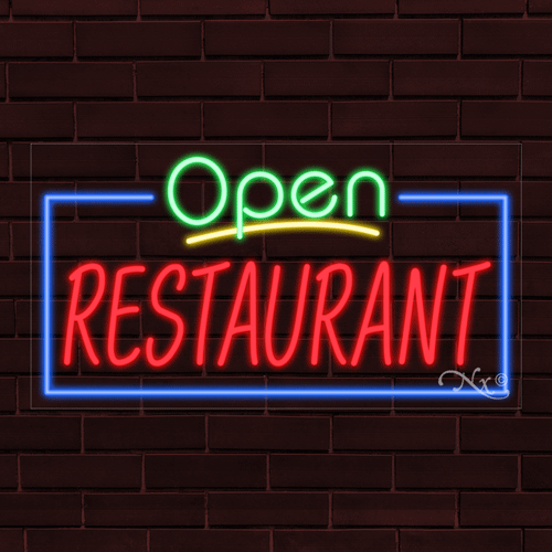 BRAND NEW &quot;OPEN RESTAURANT&quot; w/BORDER 37x20X1 INCH LED FLEX INDOOR SIGN 35562 | eBay