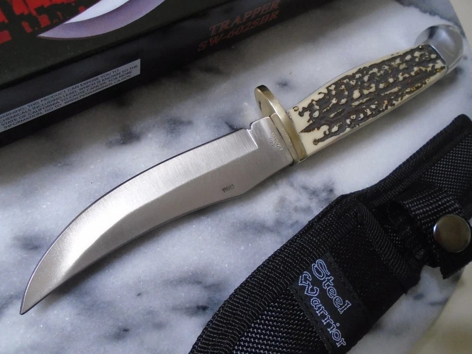 Steel Warrior Hunter Bowie Fixed Blade Knife Full Tang 440 Delrin Stag SW602SBR - Image 4 of 4