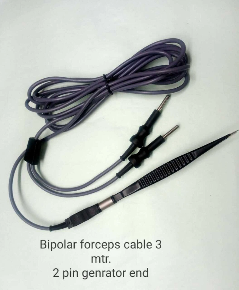 Pinzas bipolares laparoscópicas cable 3 metros 2 pines extremo generador juego de 5 piezas Foto 4 de 4