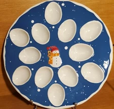 St. Nicholas Square SNOW DAYS Deviled Egg plate, 12 3/4", Christmas, Excellent