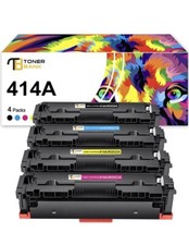 Toner Bank Compatible Toner Cartridge for HP 414A 414X 414 NO CHIP 4pack
