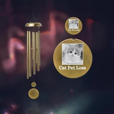Personalized Cat Pet Loss Wind Chime Customizable Memorial Gift for Cat Lovers.