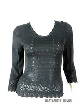 CALME SZ S NWOT 100 Rayon Black Flowing Beautiful Knit Sweater Blouse Pullover