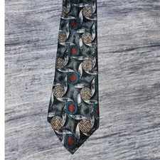 Vintage Made in USA 100% Silk Gray Geometric Neck Tie