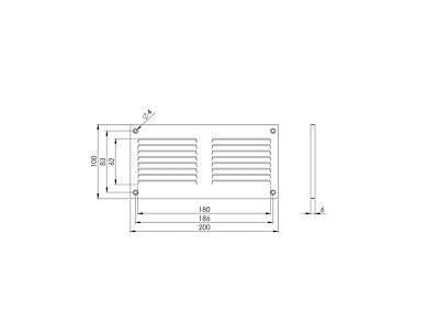 Prostko LTD silber Metall Lüftungsgitter - 200 mm x 100 mm - mit Fliegengitter flach