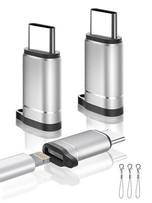 USB C to Lightning Adapter 3 Pack [Mfi Certified] Lightning Female to USB C