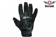 Double Knuckle Black Full Finger Quality Leather Motorcycle Riding Gloves