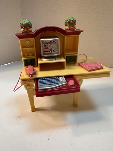 FISHER PRICE*Loving Family Dollhouse*COMPUTER DESK*Set Phone*5.5 ...
