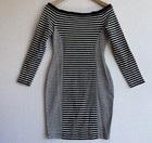 French Connection 10 Black White Stripe Off Shoulder Dress NWT Brand New $129.95