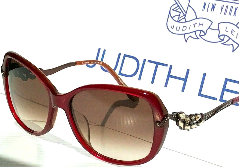Judith Leiber JL1698 Red Crystal Gems bronze Gradient Brown Women's Sunglass eBay