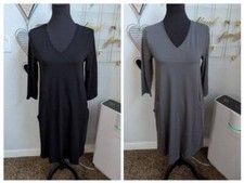 NWT Eileen Fisher V-Neck A-Line Dress XXS Black OR Meteor Gray