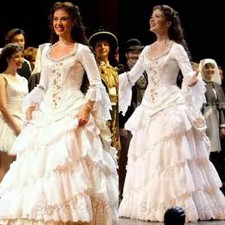 Fairy Princess Wedding Dress Lace Tiered Victorian Vintage Bridal Gowns Flare