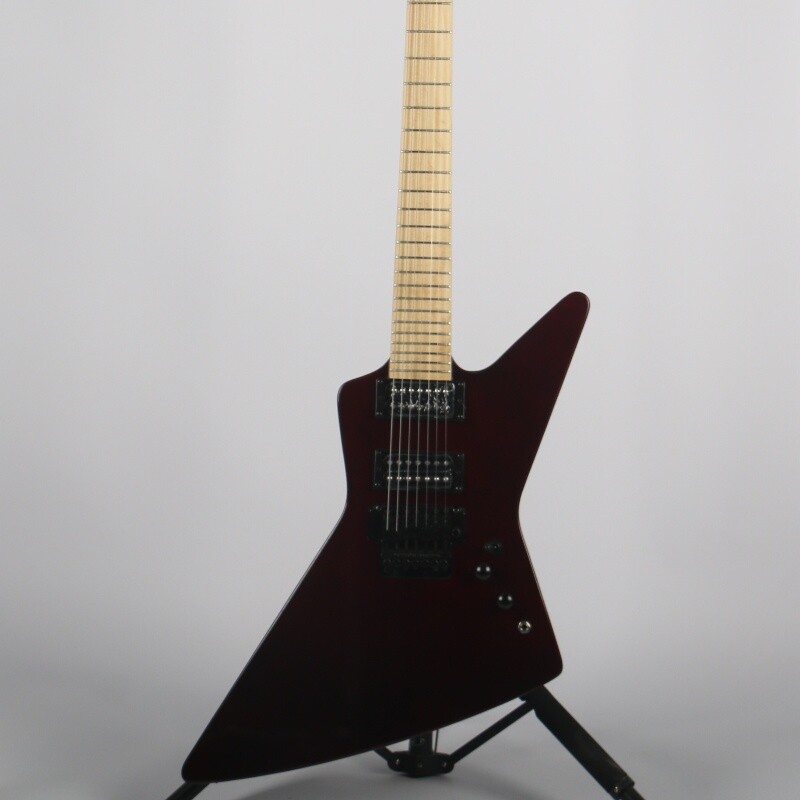 Electric Guitar Explorer Brown HH Pickups Black Hardware Bolt on