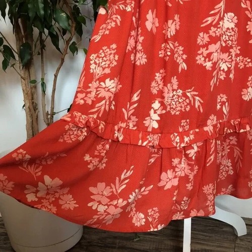 ISABEL MATERNITY SZ S orange & white floral ruffled maxi dress w/empire waist - Picture 4 of 13