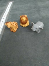 Misc Lot Of 3 Animals Giraffe Lion Elephant approx. 3 inches tall each preowned